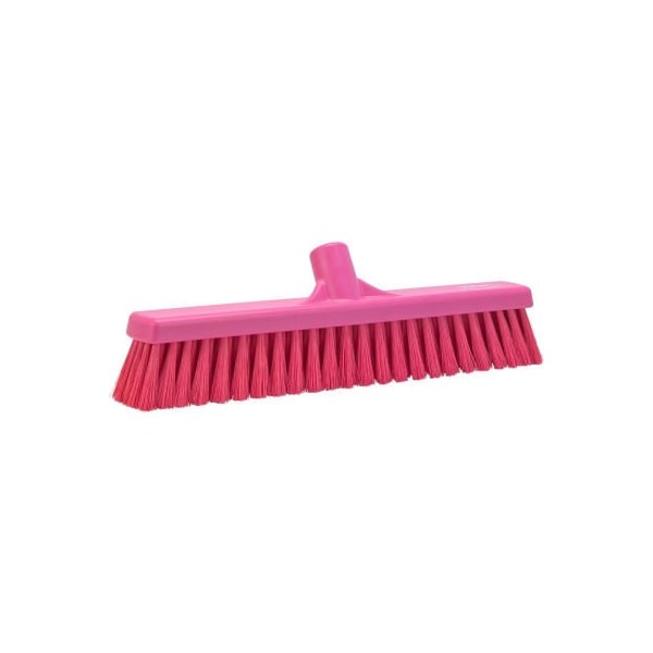 Vikan 16in Small Particle Push Broom- Soft, Pink